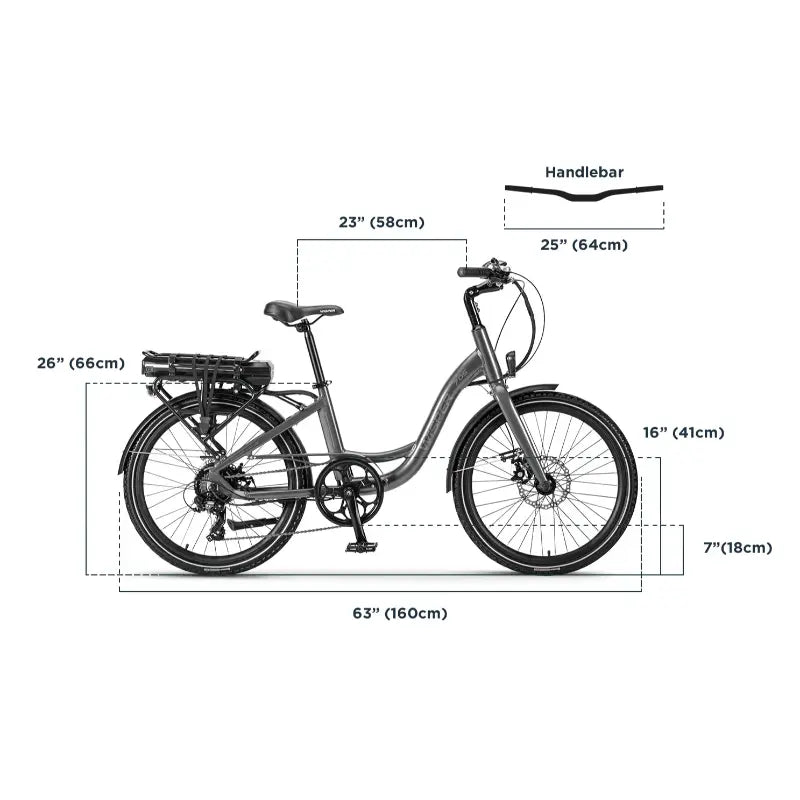 Wisper 705 24 Step-Through 250W Electric Bike Dimension