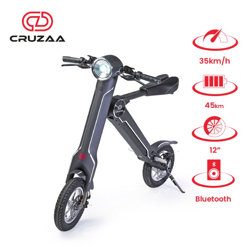 Cruzaa Carbon Black With Built-in Speakers & Bluetooth Electric Scooter