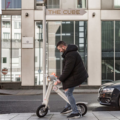 Cruzaa Pro Carbon White Electric Scooter with Built-in Speakers & Bluetooth